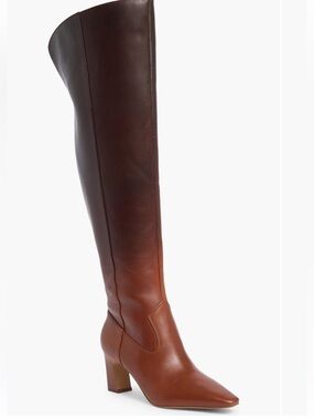 Over-the-Knee Two-Tone Brown Leather Boot